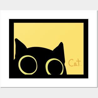 Black Cat on Yellow Posters and Art